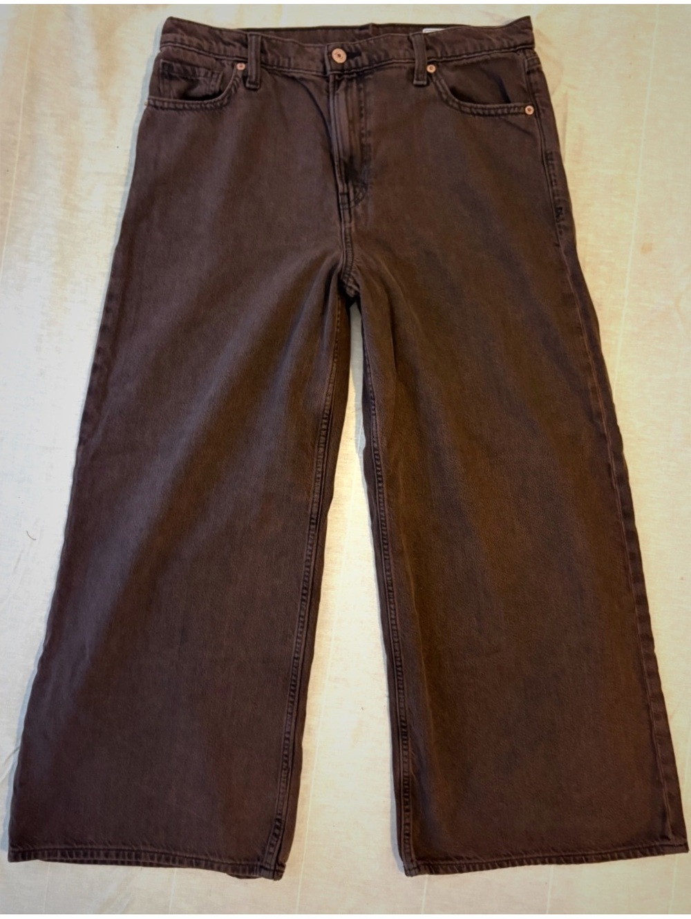 GAP Baggy Mid Rise Brown Denim Jeans Size 30 Short #falldenim #wideleg